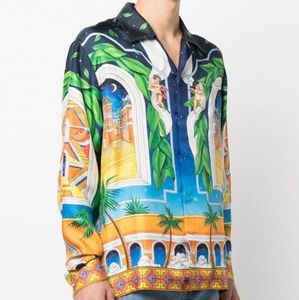New Casablanca Cuban collar silk long sleeve shirt
